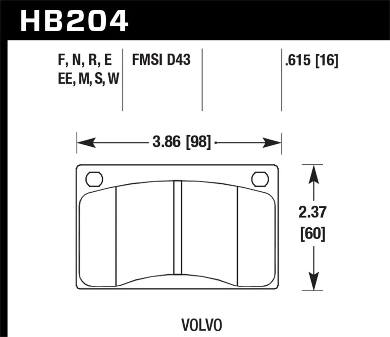 Hawk 90-93 Volvo 240 DTC-30 Front Race Pads - Image 2