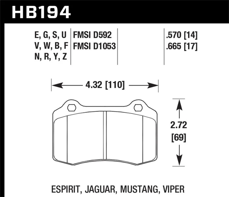Hawk 92-00 Dodge Viper / 00 Mustang Cobra SVT HPS Street Front Brake Pads - Image 2