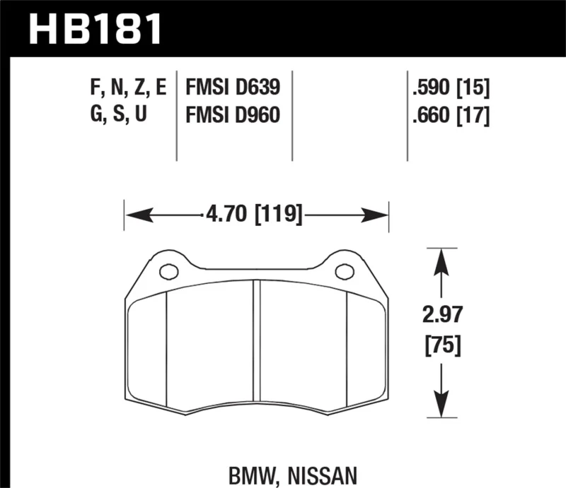Hawk 94-97 BMW 840CI/850CI HPS Front Street Brake Pads - Image 2