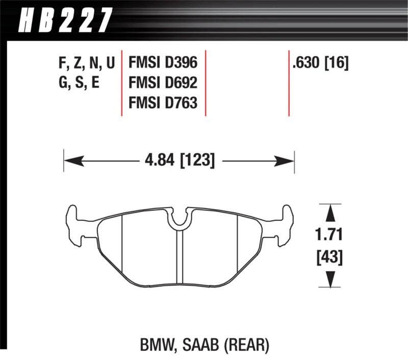 Hawk 95-99 BMW M3 E36 Performance Ceramic Street Rear Brake Pads - Image 2