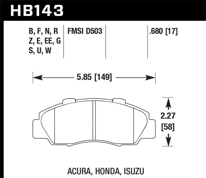 Hawk 97-01 Honda Prelude HPS Street Front Brake Pads - Image 2