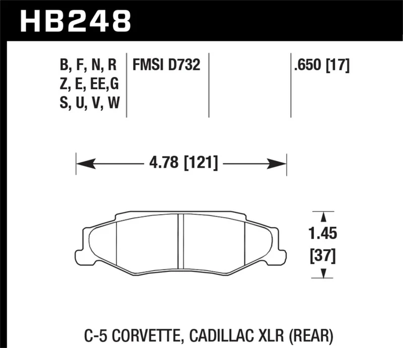 Hawk 97-06 Corvette (incl C5 Z06) HPS Street Rear Brake Pads - Image 2