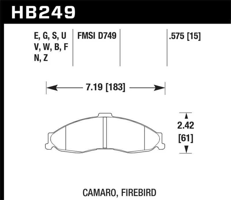 Hawk 98-02 Camaro/Firebird HP+ Street Front Brake Pads - Image 2