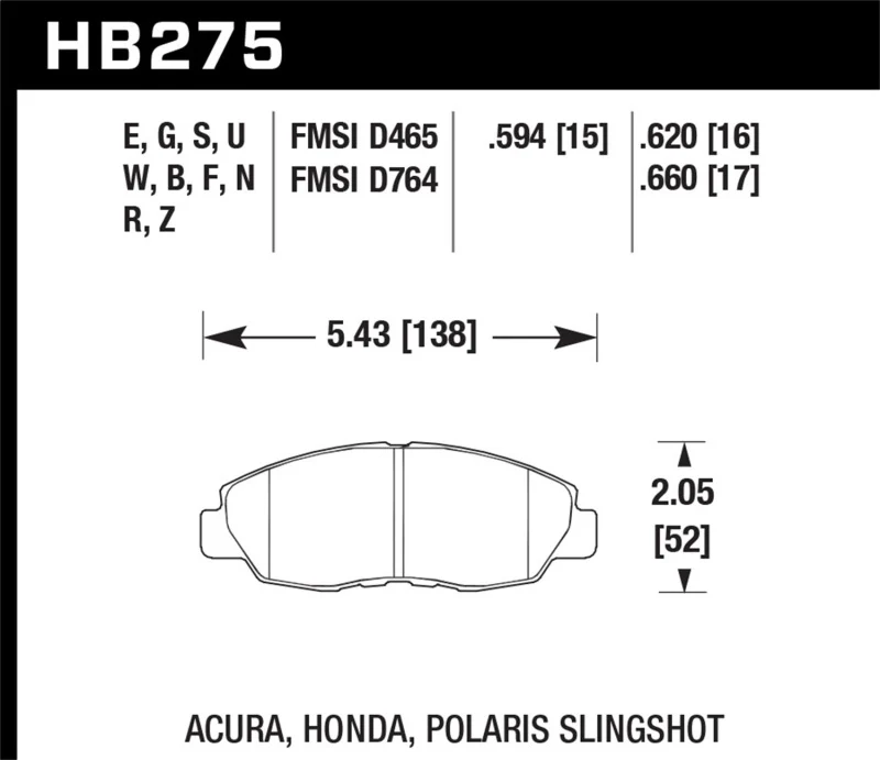 Hawk Acura/ Honda Performance Ceramic Street Front Brake Pads - Image 2