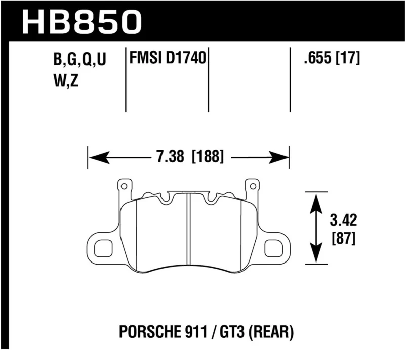 Hawk Audi 14-19 Porsche 911 / 2016 Cayman / 17-19 Panamera PC Rear Brake Pads w/ Carbon Ceramics - Image 2