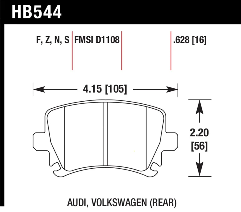 Hawk Audi A3 / A4 / A6 Quattro HPS Rear Brake Pads - Image 2