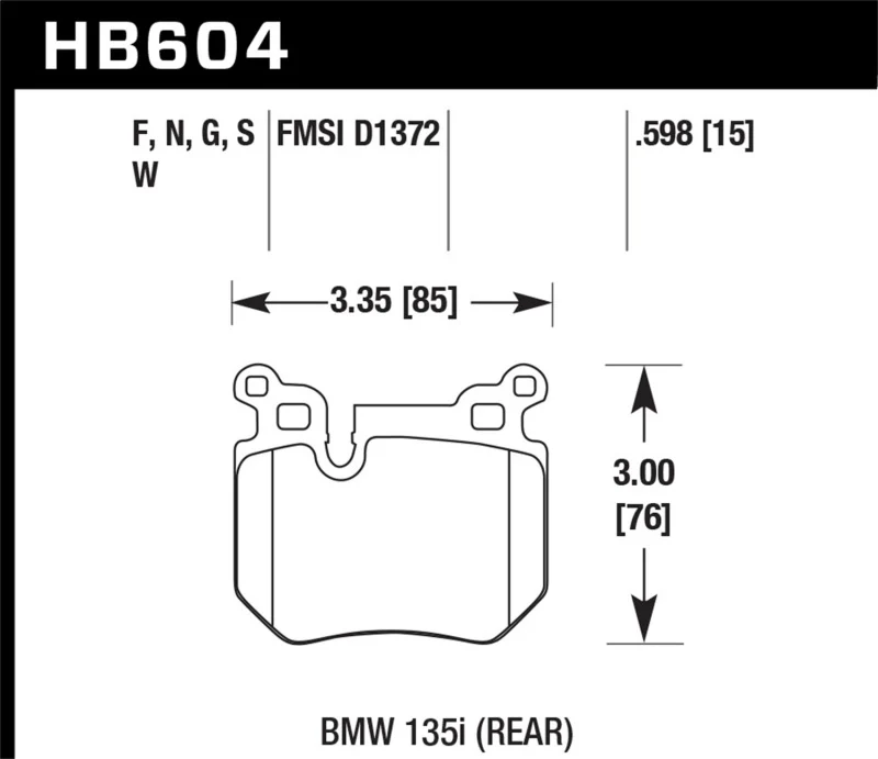 Hawk BMW 135i DTC-60 Race Rear Brake Pads - Image 2