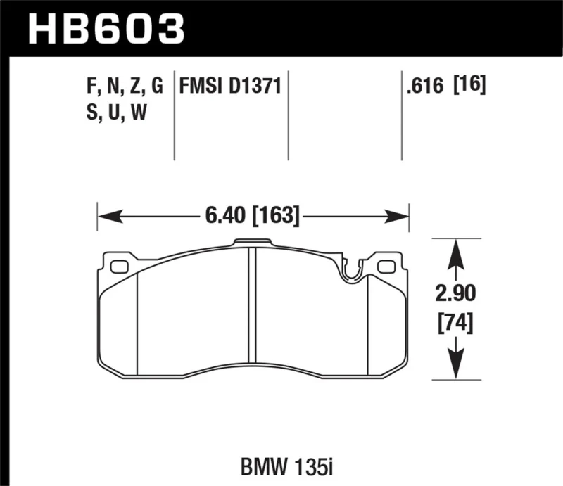 Hawk BMW 135i HP+ Street Front Brake Pads - Image 2