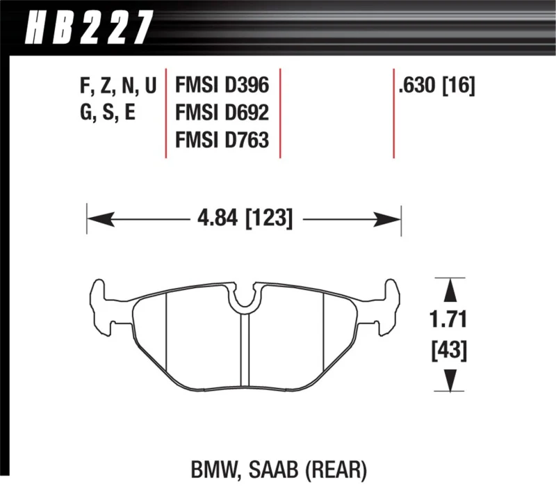 Hawk BMW 3/5/7 Series / M3 / Z3 / Z4 Race Blue 9012 Rear Brake Pads