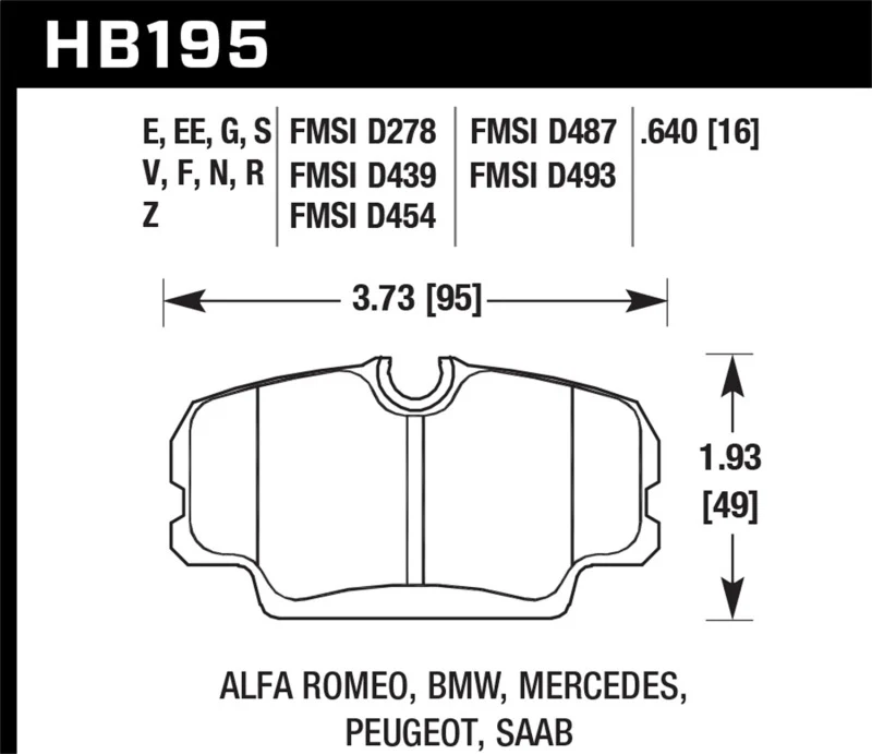 Hawk BMW 3 Series / Mercedes Benz 190 Series / Saab 900/9000 DTC-60 Race Front Brake Pads - Image 2