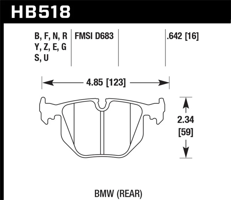 Hawk BMW 330CI/330I/330XI/525i/740i/754iL/M3/M5/X3/X5/Z4/Z8 / Range Rover HSE HT-10 Race Rear Brake - Image 2