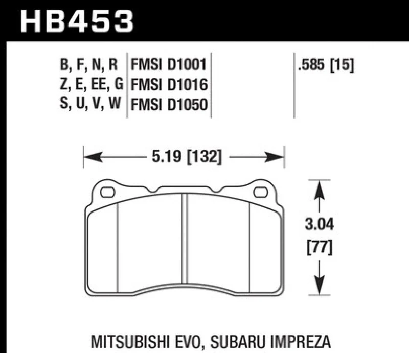 Hawk ER-1 Front Motorsport Brake Pads 03-06 Evo / 04-09 STi / 10+ Camaro SS (Brembo) - Image 3