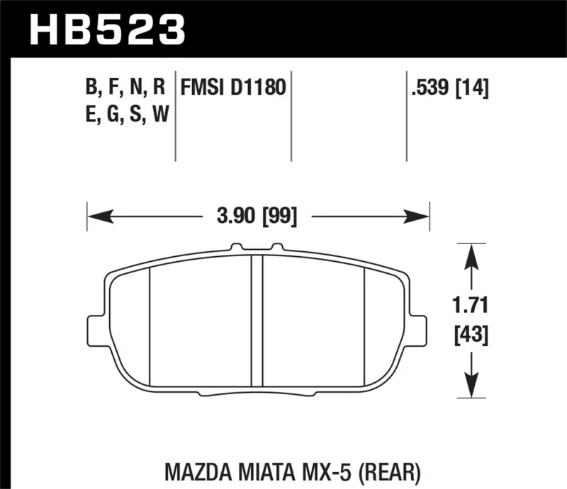 Hawk HP 06-10 Mazda Miata Mx-5 HP+ Street Rear Brake Pads - Image 2