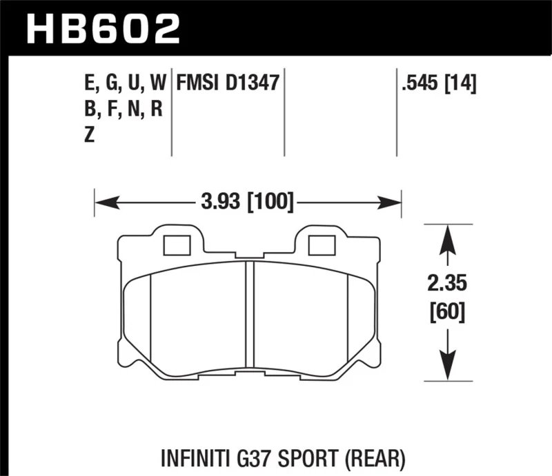 Hawk Infiniti G37 Sport HP+ Street Rear Brake Pads - Image 2
