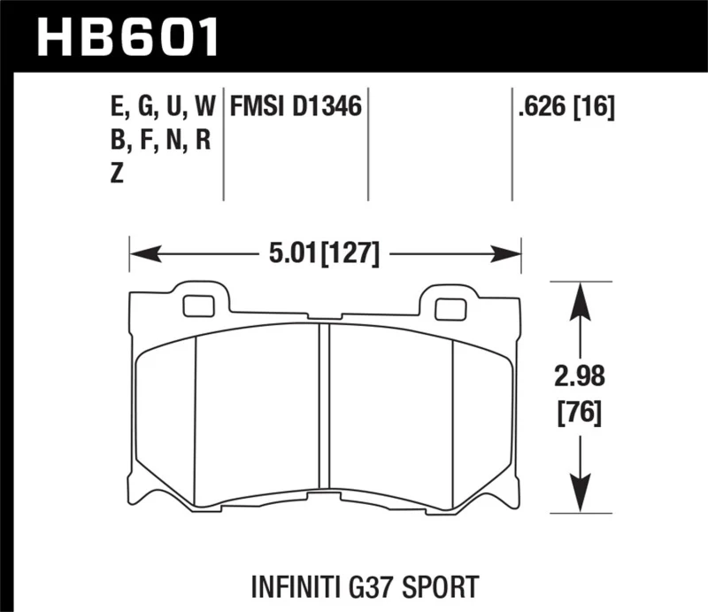 Hawk Infiniti G37 Sport Performance Ceramic Street Front Brake Pads - Image 2