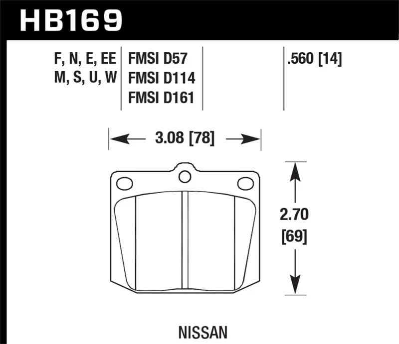 Hawk Nissan 810/240Z/260Z/280Z/620 / Toyota Corona/Cressida/Crown/Pickup Blue 9012 Front Race Pads - Image 2