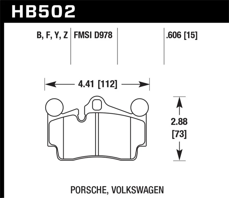 Hawk Porsche / Volkswagen Performance Ceramic Street Rear Brake Pads - Image 2