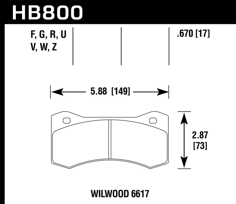 Hawk Willwood 6617 Caliper DTC-70 Race Brake Pads - Image 2