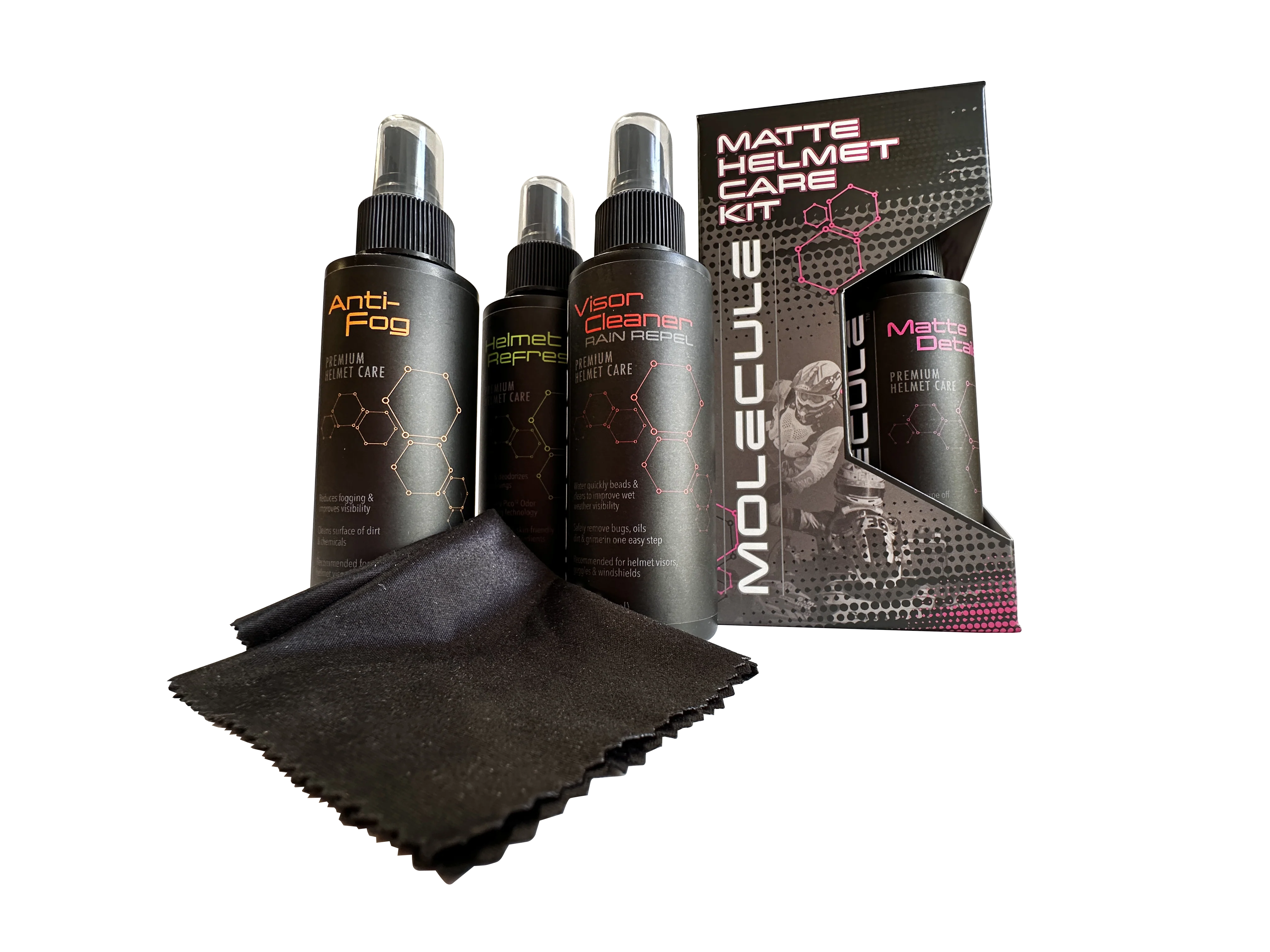 Molecule Matte Helmet Care Kit – 4oz Sprayers